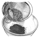 Straining cocoa powder