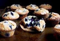 Blueberry muffins via @kingarthurflour