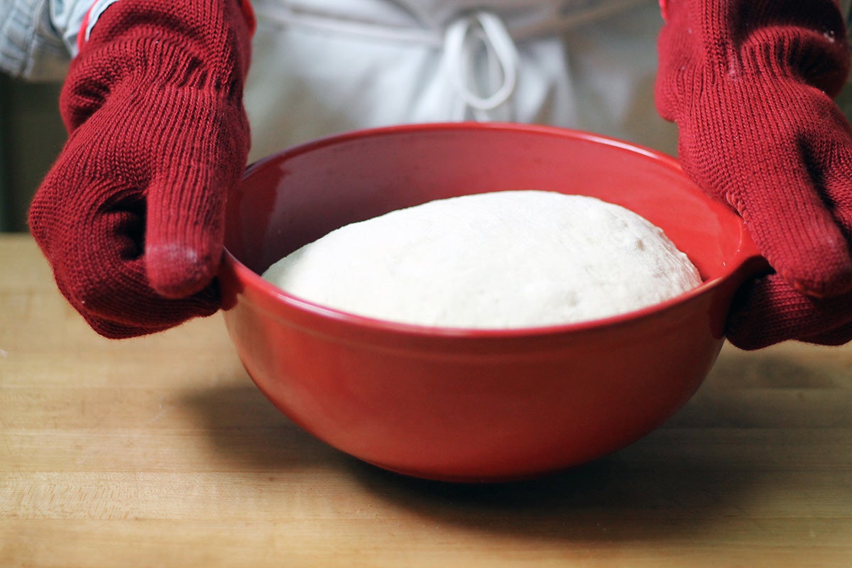 Bread baking in a Dutch oven via @kingarthurflour