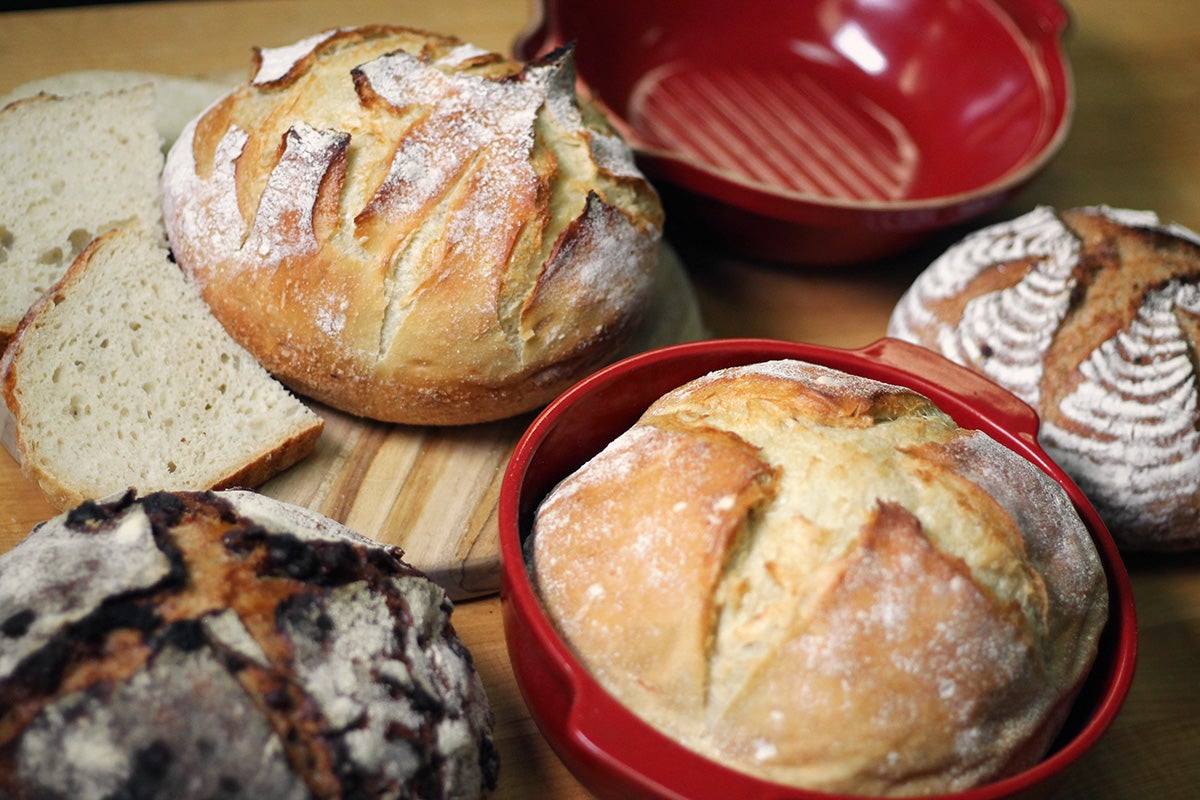 Bread baking in a Dutch oven via @kingarthurflour