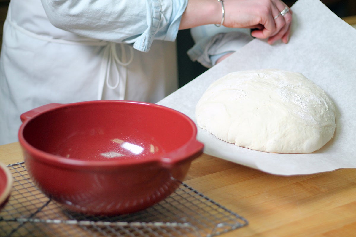 Bread baking in a Dutch oven via @kingarthurflour