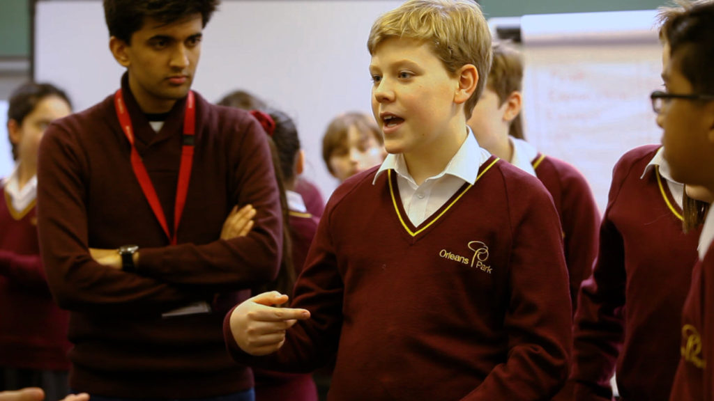 student talking in the classroom
