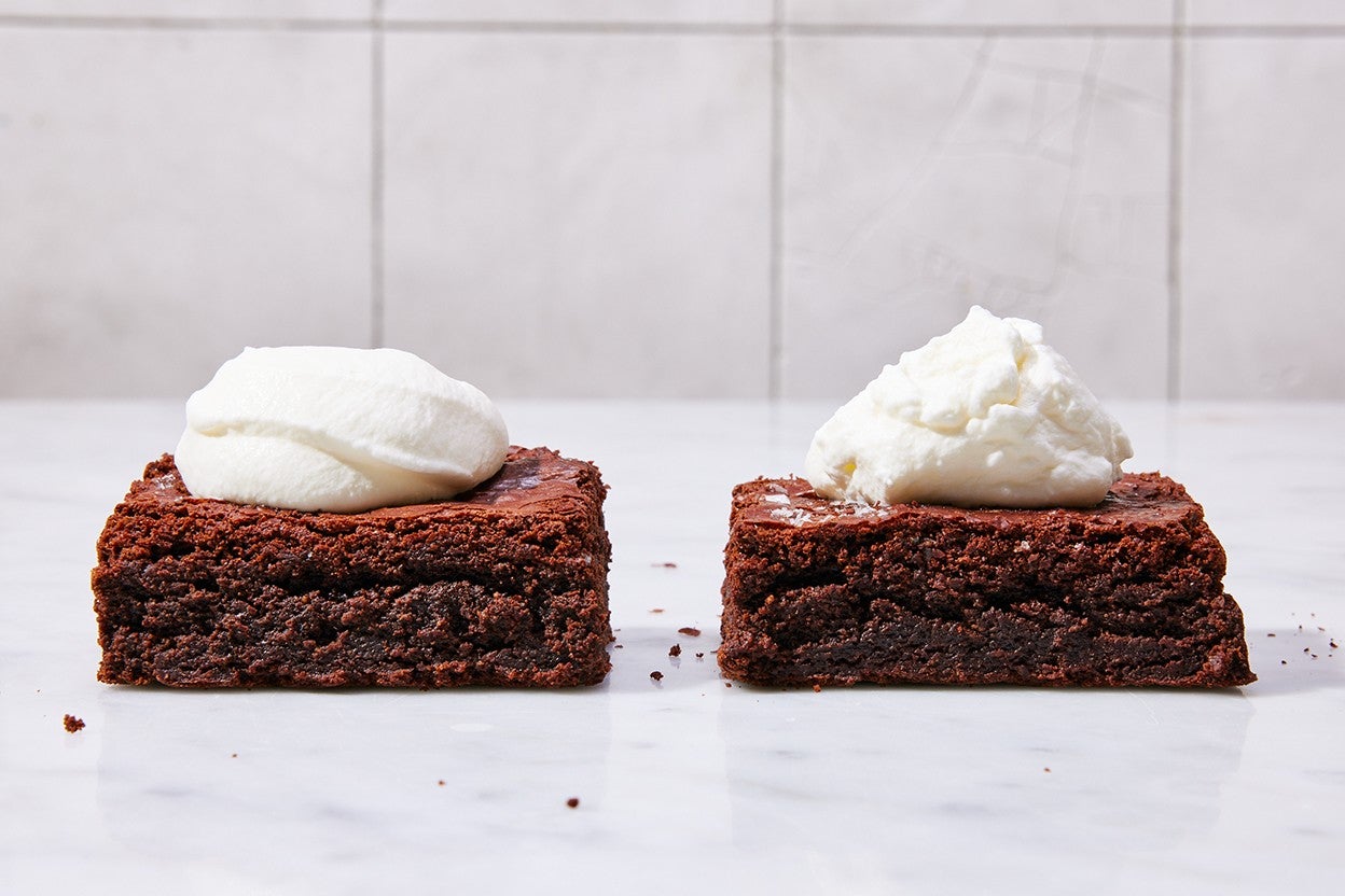 Homemade Whipped Cream on top of Brownies