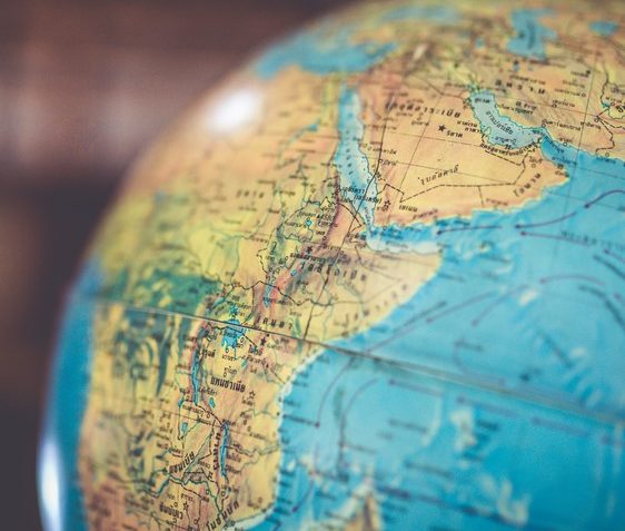A picture of the globe focusing on part of Africa map.