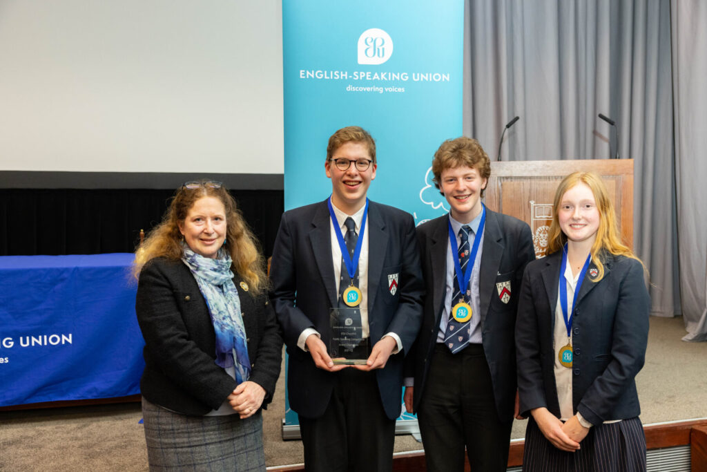 Helen Wells at the final of the ESU-Churchill Public Speaking Competition 2022