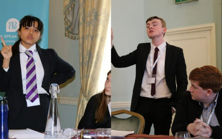 two students debating